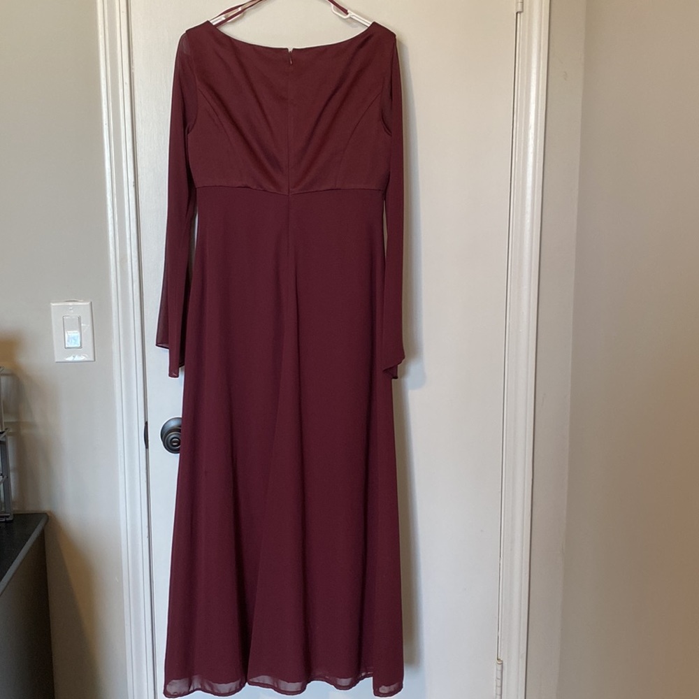 Michelangelo Party dress Burgundy chiffon overlay empire waist - Picture 2 of 10